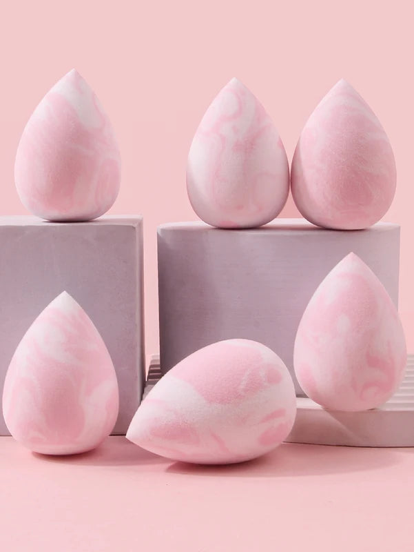 6-Piece Makeup Sponge Set with Powder Puff - Soft Cosmetic Blenders for Face Makeup