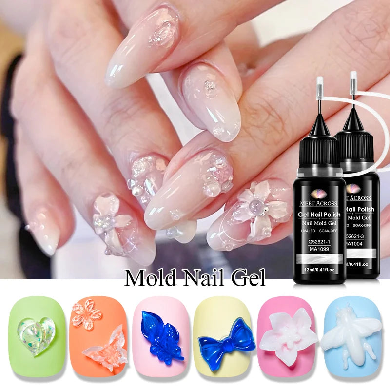 2pcs 12ml Nail Gel Mold Kit for Flower & Butterfly Nail Art - Soak Off UV Gel Polish