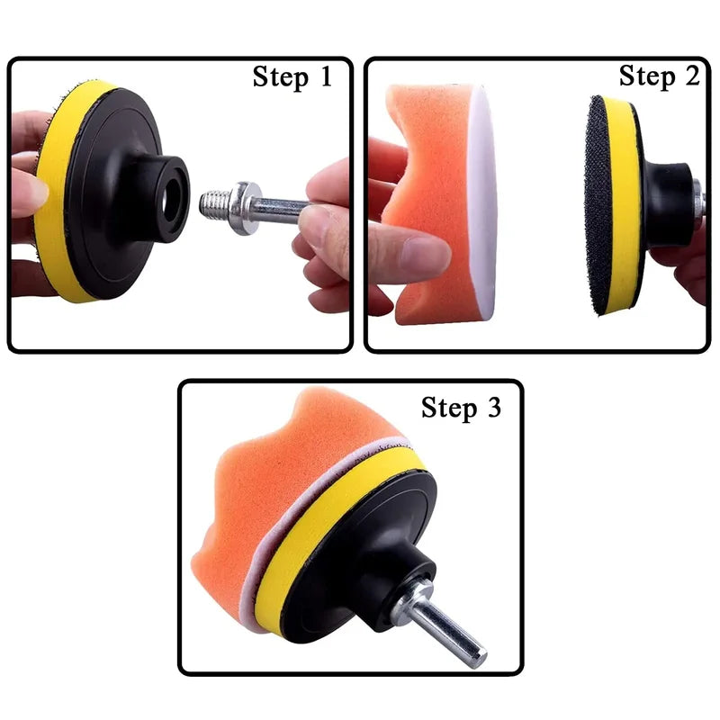 3 Inch Polishing Foam Pads Set for Car Buffing & Detailing - Reusable Buffing Sponges