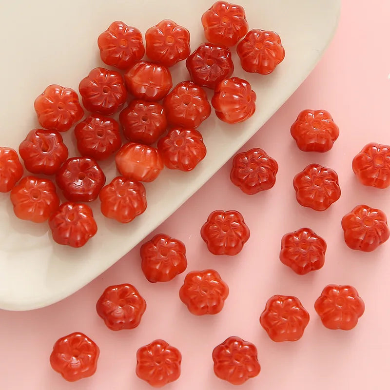 Pumpkin-Shaped Glass Beads for Jewelry Making - 10x11mm Lampwork Diy Craft Findings