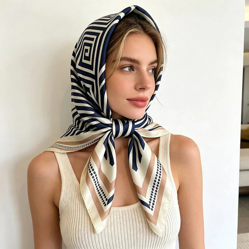 Women’s Satin Square Hijab Scarf - Soft, Thin, Boho Style Headwraps