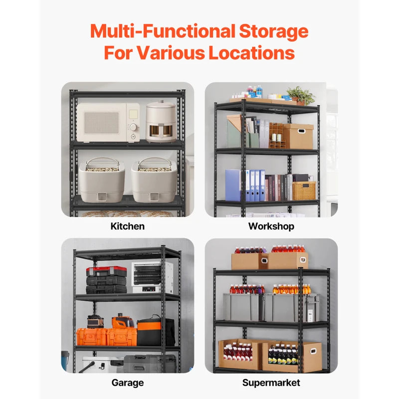 Heavy Duty Adjustable 4-Tier Storage Shelves Rack - 2400 lbs Load Capacity