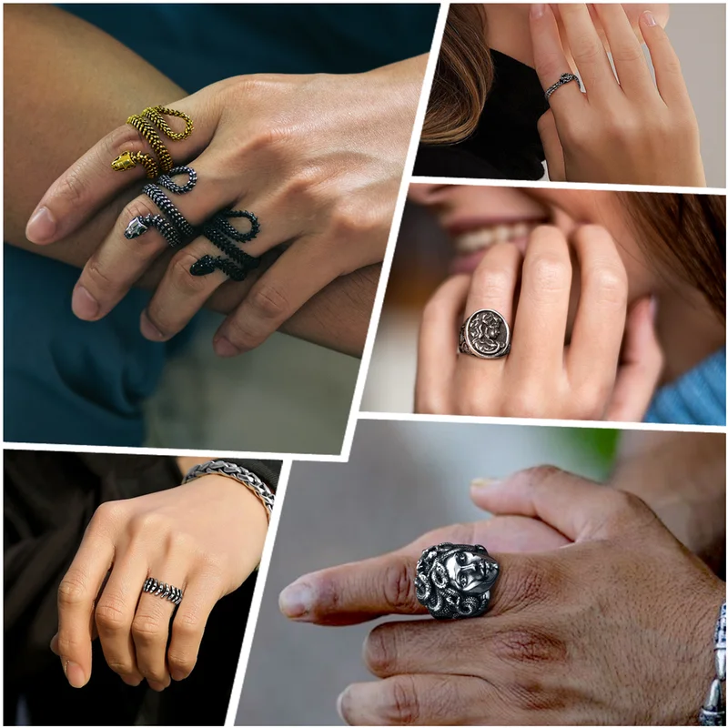 Snake Ring for Men & Women - Gothic Ouroboros Serpent Stainless Steel Jewelry