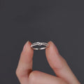 Sterling Silver Twisted Zircon Adjustable Ring for Women Girl Jewelry