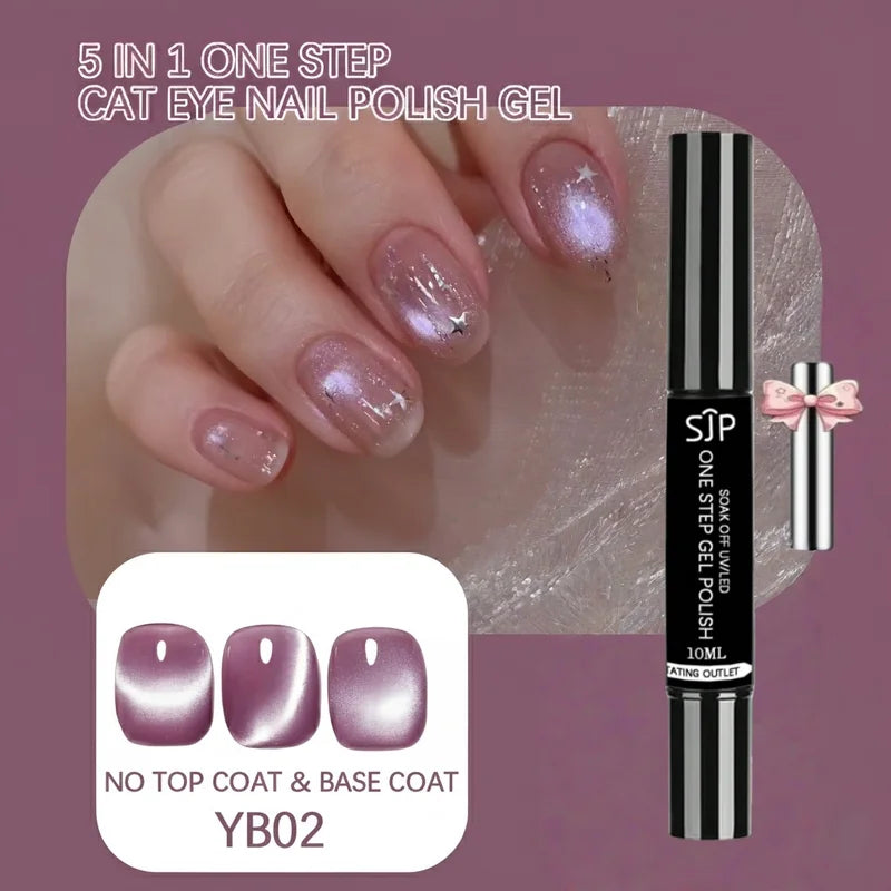10ML One Step Cat Eye Gel Nail Polish Pen - Long-Lasting 3-in-1 Salon & Home Use