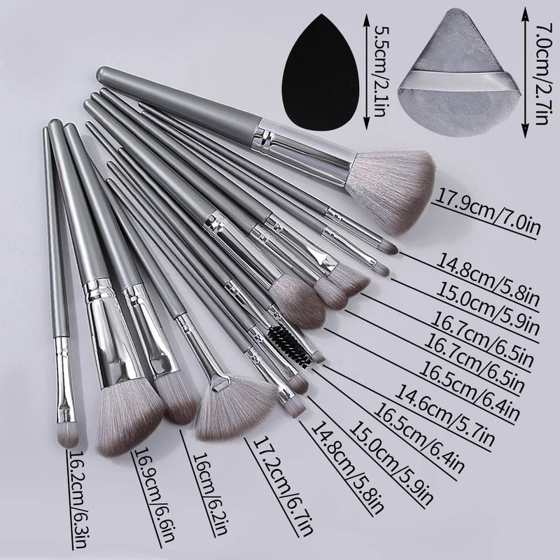 14Pcs Makeup Brush Set with Dual Use Egg & Sponge - Portable Cosmetic Tools