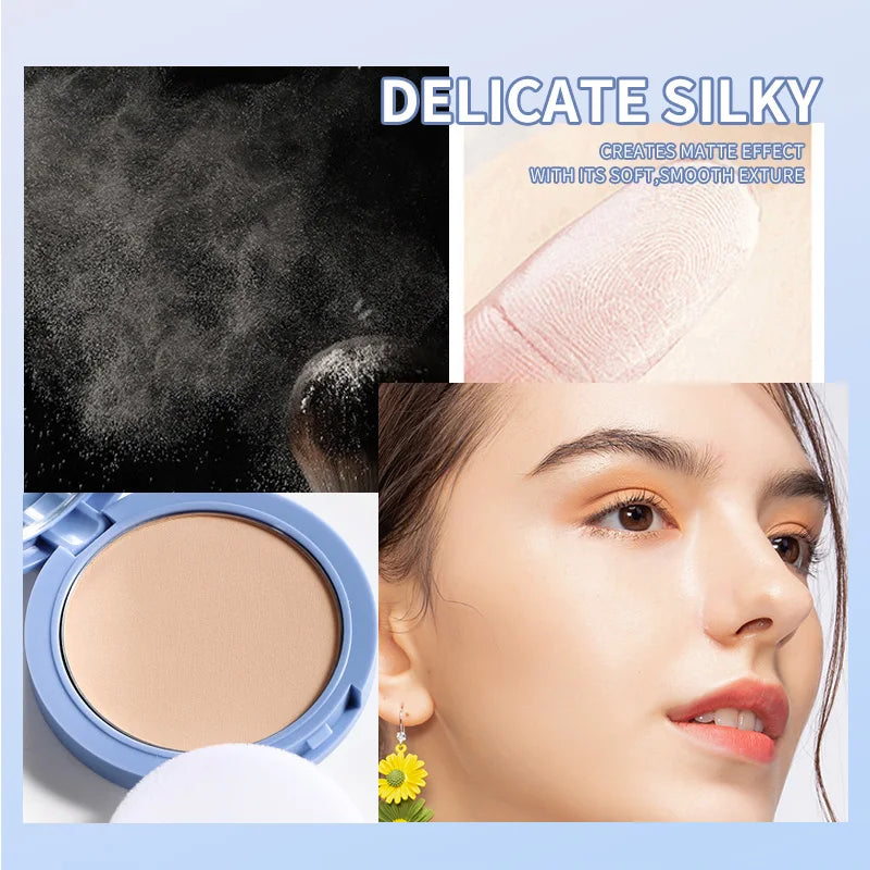 Oil Control Matte Face Powder with Mirror - Long Lasting Setting Makeup