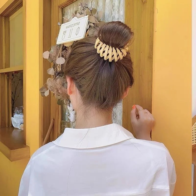 Women Bun Claw Clips Ponytail Hair Accessories Bird Nest Expandable Hair Claw