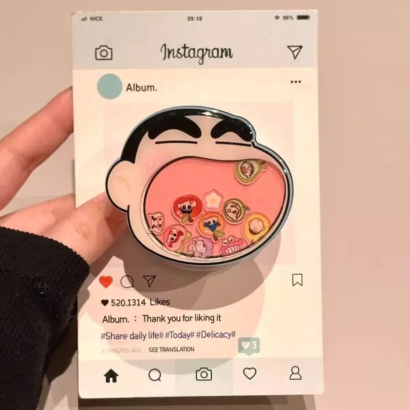 Crayon Shin-chan Mobile Phone Stand - Extendable, Adhesive, Rotatable Desk Gadget