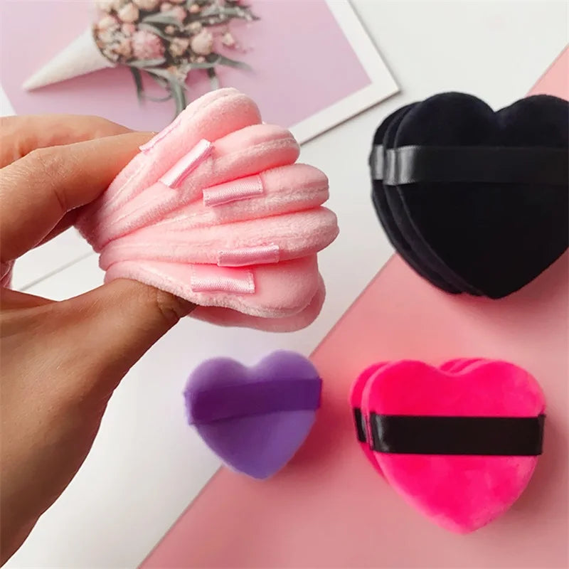 Heart-Shaped Velvet Makeup Puff Set - Soft, Skin-Friendly Cosmetic Sponges