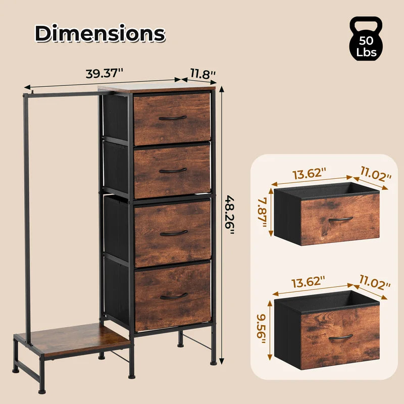 Multi-Functional Closet Organizer with Hanging Rack & Shoe Storage