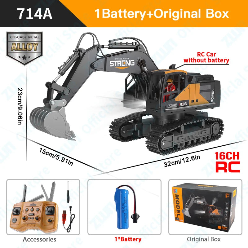 Remote Control Construction Vehicle Set - Excavator & Dump Truck Toys for Kids