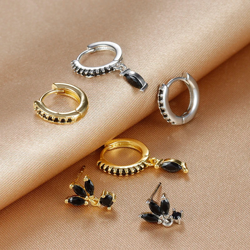 3PCS Horse Eye Pendant Earrings Set for Women Stainless Steel Zircon Jewelry