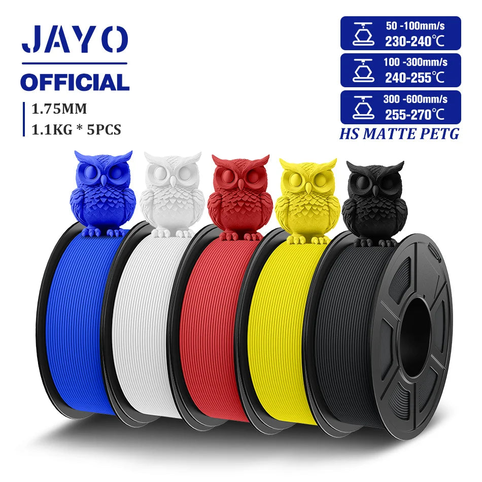 3D Printer Filament Set PLA PETG Silk Wood Marble 1.75mm 5 Rolls 1.1KG
