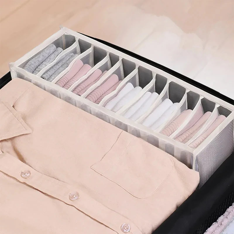 Foldable Underwear Drawer Organizer Box with 11 Compartments for Closet Storage