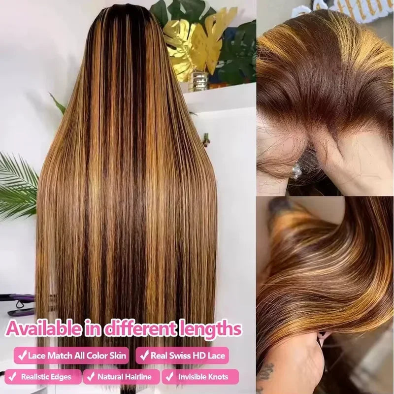 Pre-Plucked Human Hair Wigs with Lace Front & 250% Density - Straight Bob Wigs for Women