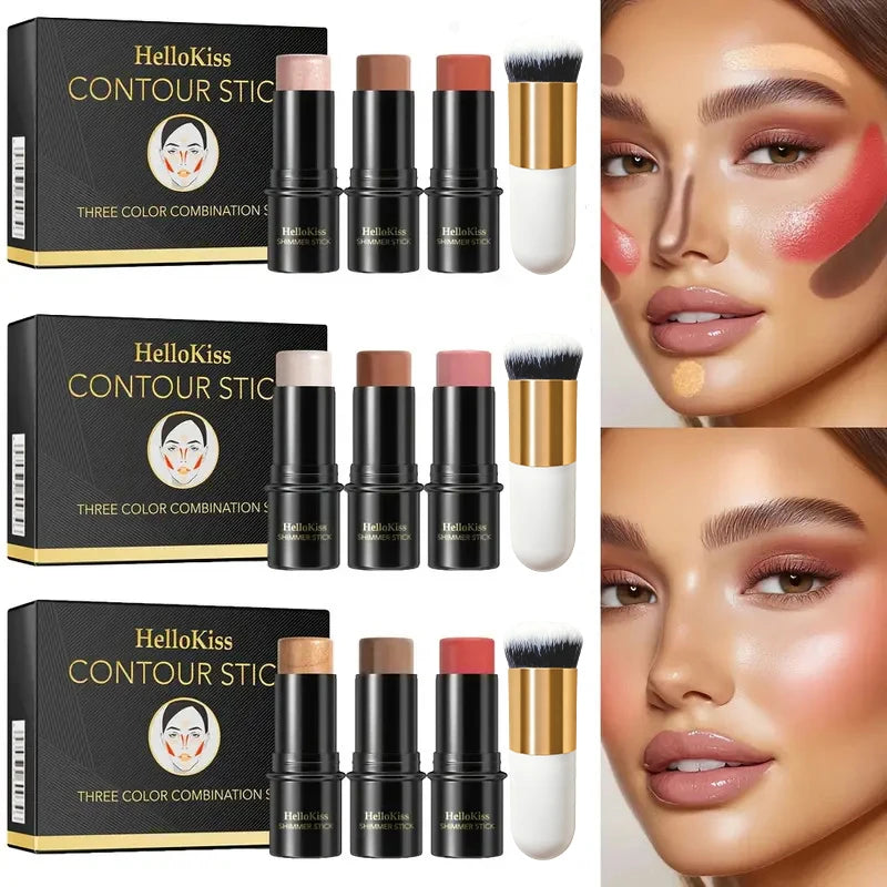 4-Piece Contour Makeup Set with Highlighter, Blush & Bronzer - Long-Lasting Face Makeup Kit