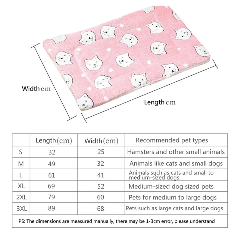 Breathable Thick Pet Sleeping Mat for Cats and Small Dogs - Winter Warm Blanket