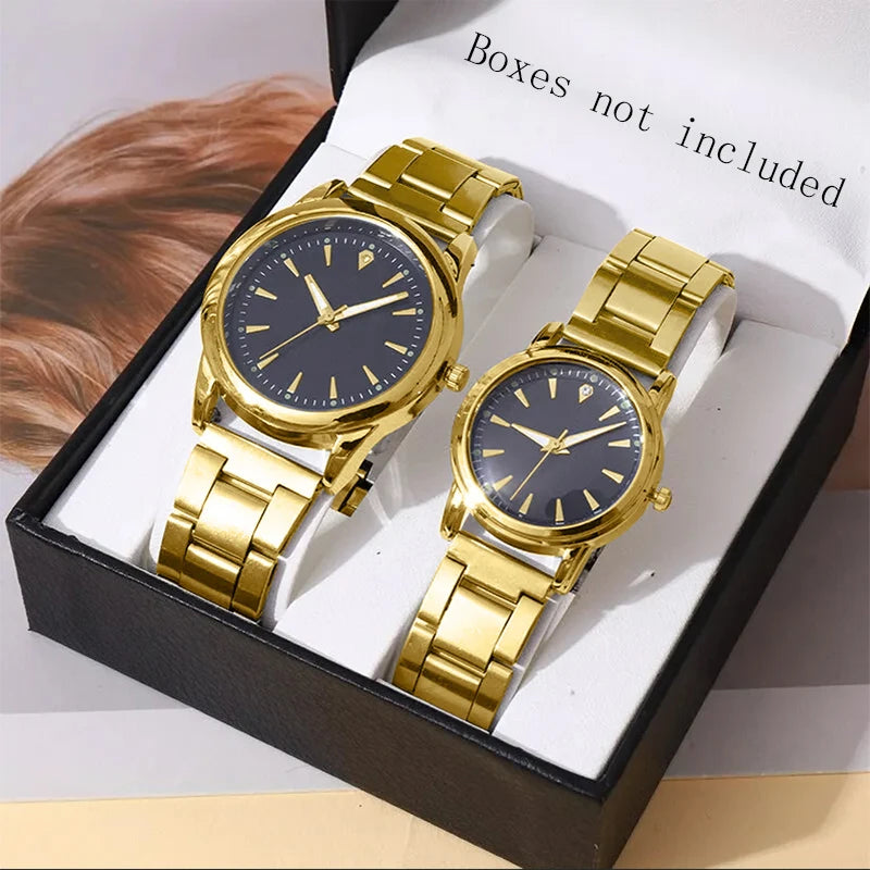 2PCS Men's and Women's Fashion Analog Quartz Watches - Business Casual
