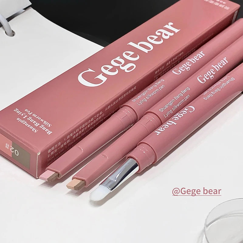 Dual-Tone Matte Highlighting & Contour Pencil for Eye Makeup - Waterproof, Nude Beige & Brown Shades