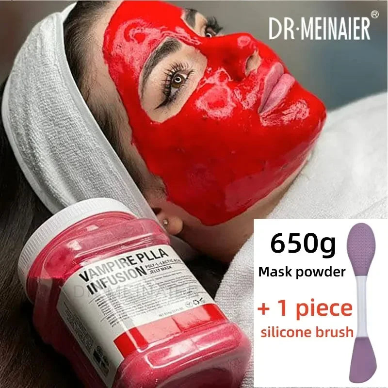 Facial Moisturizing Mask Powder with Silicone Brush - Hyaluronic Acid & Chamomile, Rose Jelly, 650g