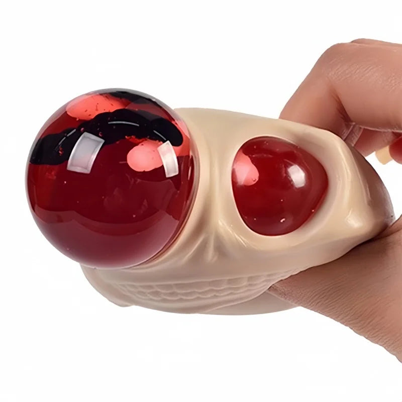Halloween Skull Stress Ball Squeeze Toy - Blood and Maggots Decor, Stress Relief Fidget