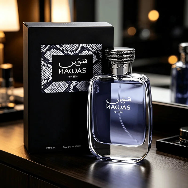 Rasasi Hawas for Him Eau De Parfum Spray 100ml - Long-Lasting Fresh Aquatic Woody Fragrance - Luxury Men's Perfume Gift
