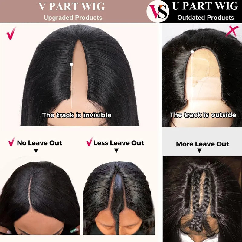 Human Hair Wigs U Part Natural Color 28-32 Inch Thick Remy Brazilian Hair for Women