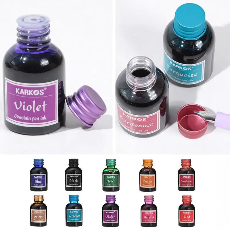 Colorful Fountain Pen Ink Refill - 20/30/70ml for Calligraphy & Writing