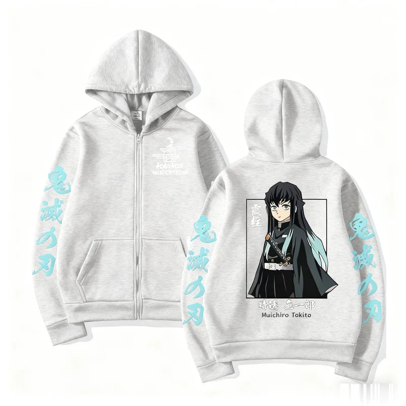 Anime Hoodie Muichiro Tokito Demon Slayer Casual Streetwear Jacket Men Women