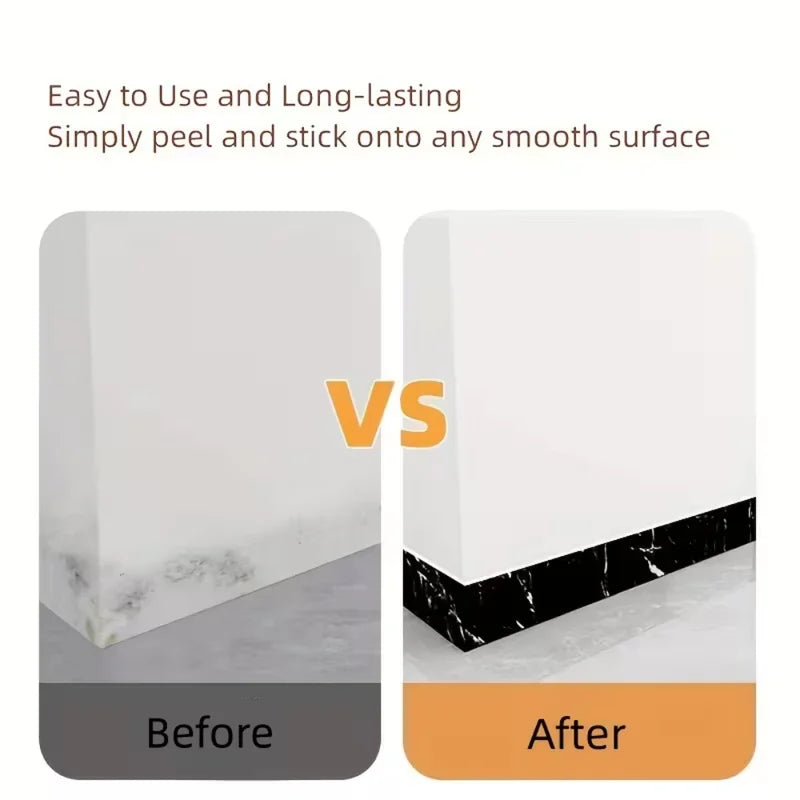 Self-Adhesive PVC Marble Baseboard Sticker Waterproof Skirting Protector for Corners & Windowsills