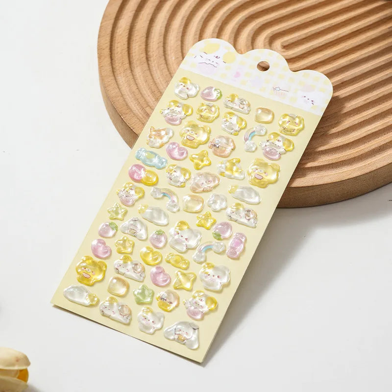 Self-Adhesive 3D Bubble Stickers for Bottles and Crafts - Cute Animals & Hearts