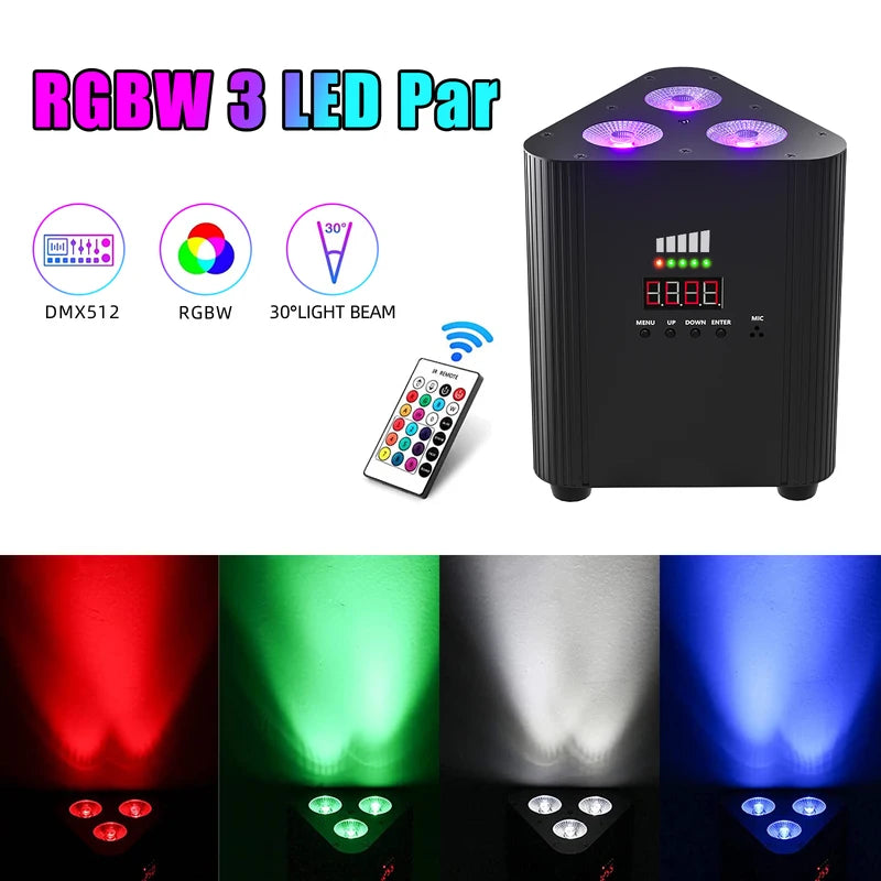 Wireless RGB Stage Par Light 12W LED Uplight for DJ Wedding Party