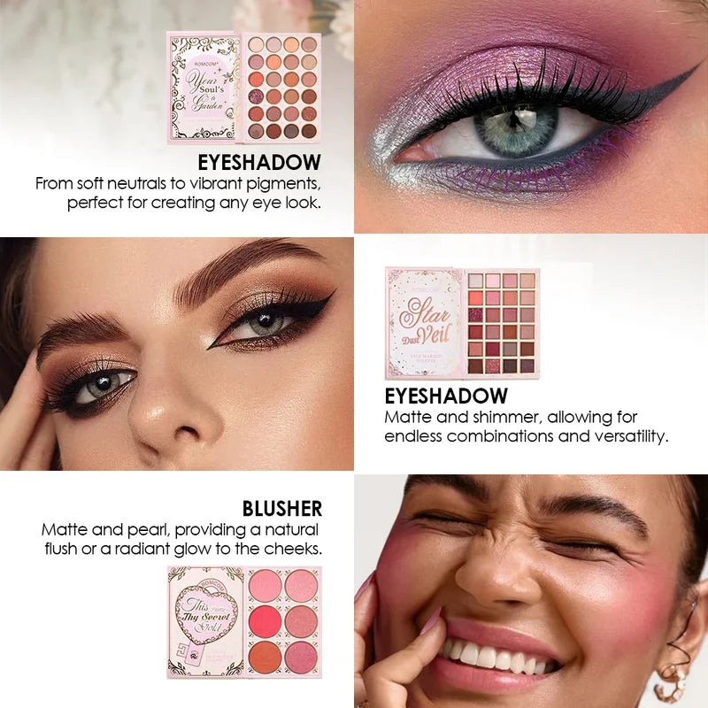 5‑Page Full Face Makeup Kit with Eyeshadow, Blush, Contour, Lip Gloss & Mascara