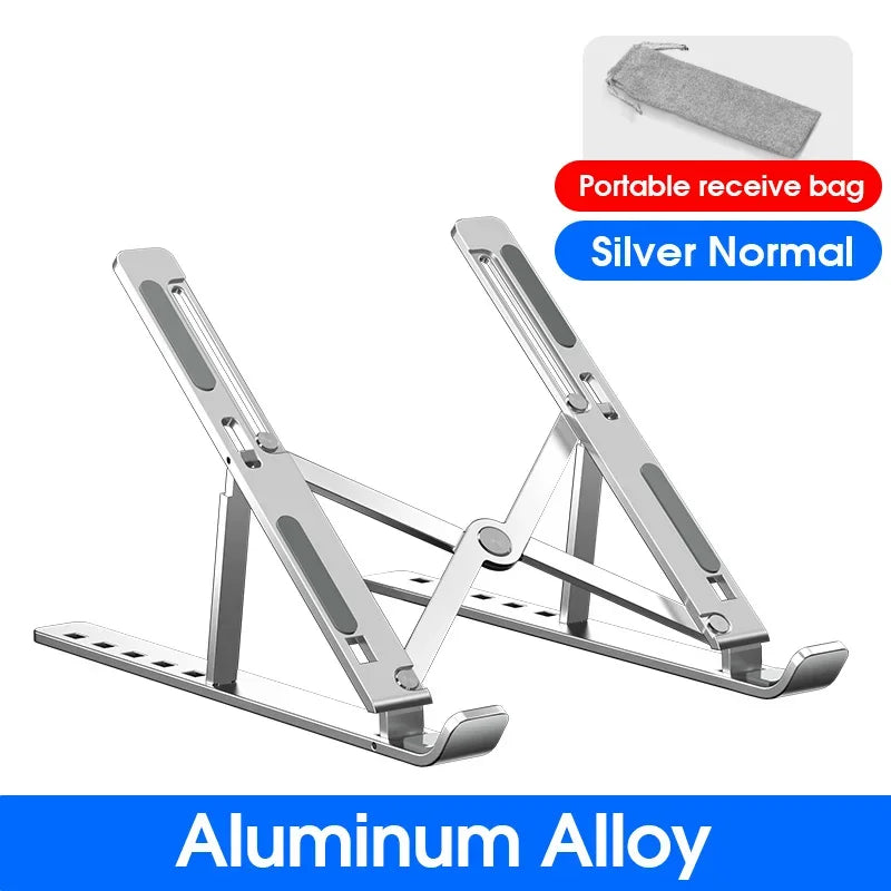 Aluminum Adjustable Laptop Stand - Foldable, Portable Cooling Notebook Holder