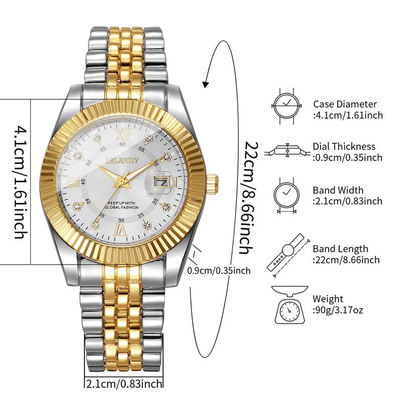 Men's Business Quartz Watch with Stainless Steel Strap - Multiple Colors
