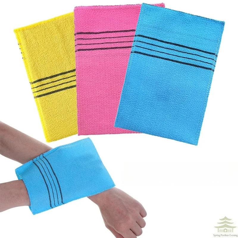 Exfoliating Bath Pad Towels Set for Body Wash & Scrub - Soft Polyester Cotton