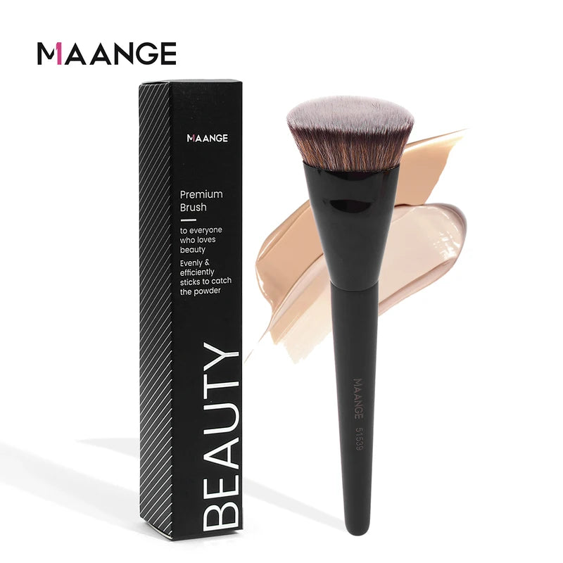 Flat Head Foundation Brush with Storage Box - Versatile Makeup Tool for Liquid & Cream Applications