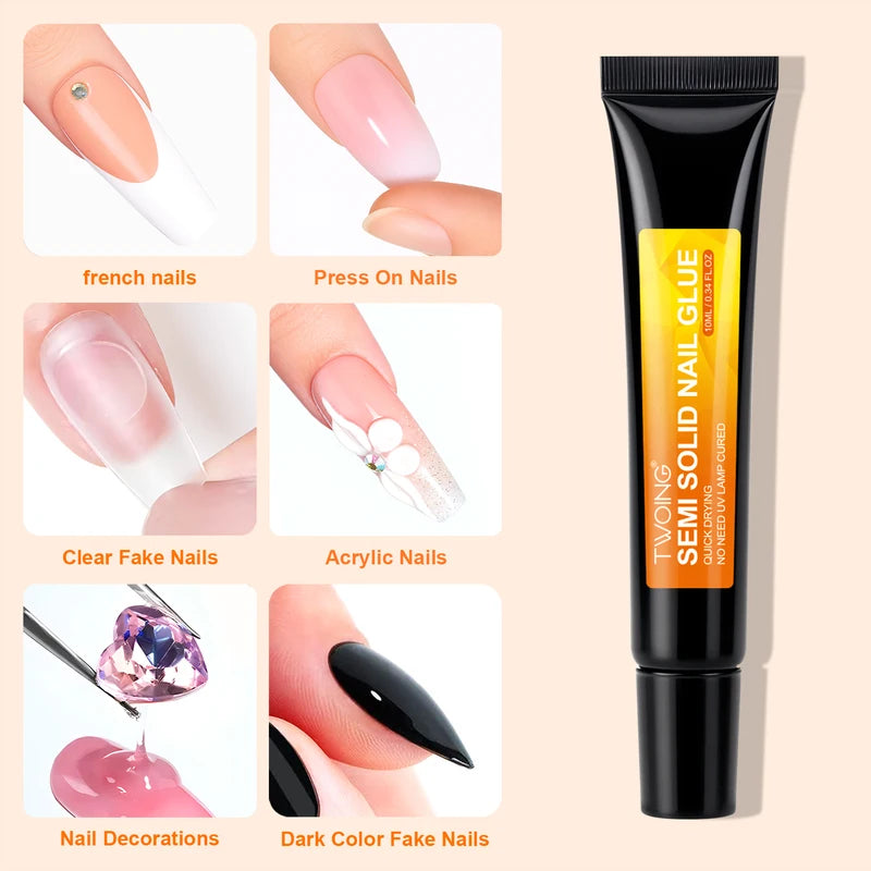 Twoing Nail Glue & Remover Set - Fast-Drying Strong Adhesive for Press-On Nails and Rhinestones