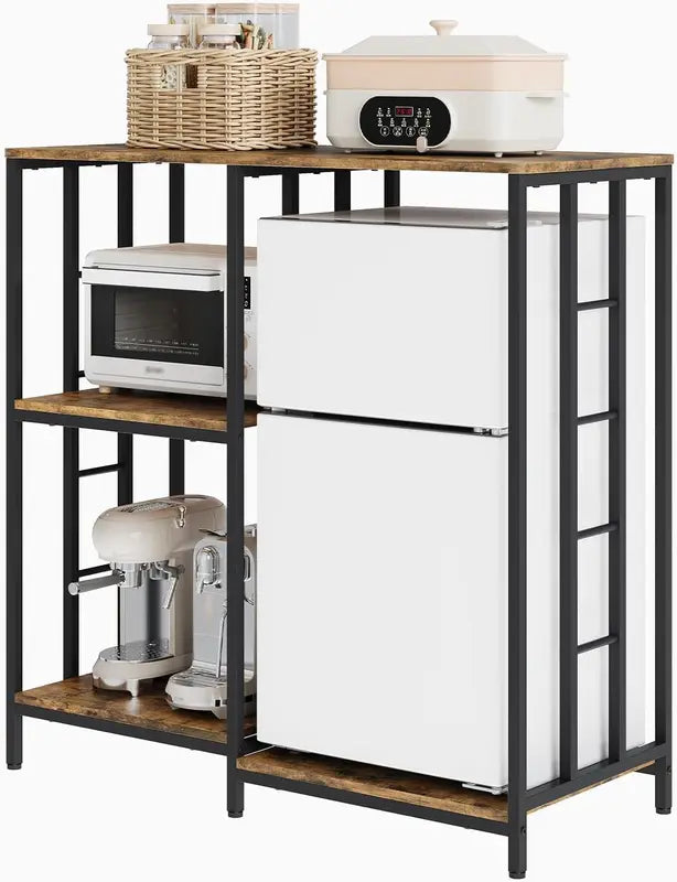 Mini Fridge Stand with Storage 4-Tier Kitchen Cart for Microwave, Space-Saving