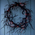 Halloween Black Branch Wreath with LED Lights 42cm Door Decoration - DIY Spirit