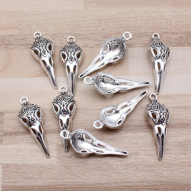 Skull Bead Charms 10pcs DIY Jewelry Making Zinc Alloy 35x13mm - Multiple Colors