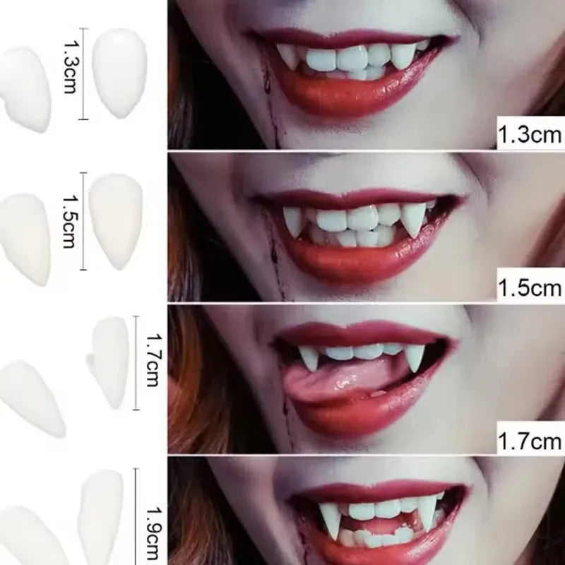 Halloween Vampire Teeth Fangs Dentures Props - Fake Cosplay Teeth with Glue