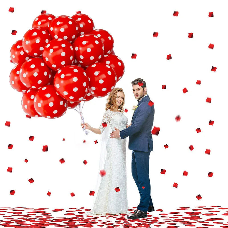 17pcs Red Polka Dot Latex Balloons 12 Inch Party Decorations for Birthday Wedding Valentine