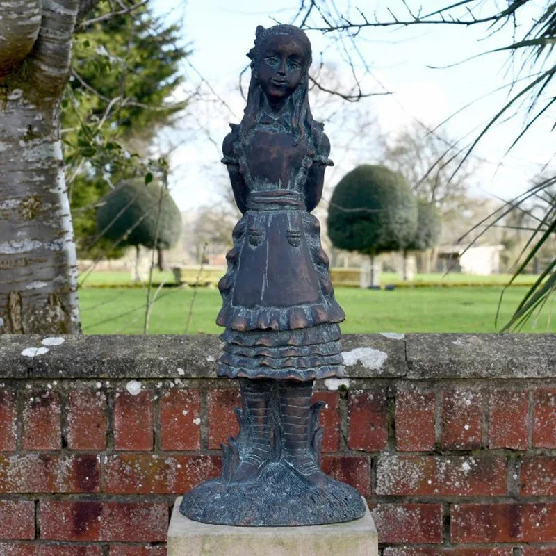 Alice in Wonderland Garden Statue - Fairy Tale Character Sculpture for Home & Garden