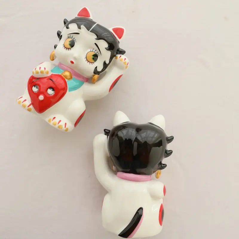 Lucky Cat Ornament Ceramic Statue Cute Cartoon Living Room Decor Gift