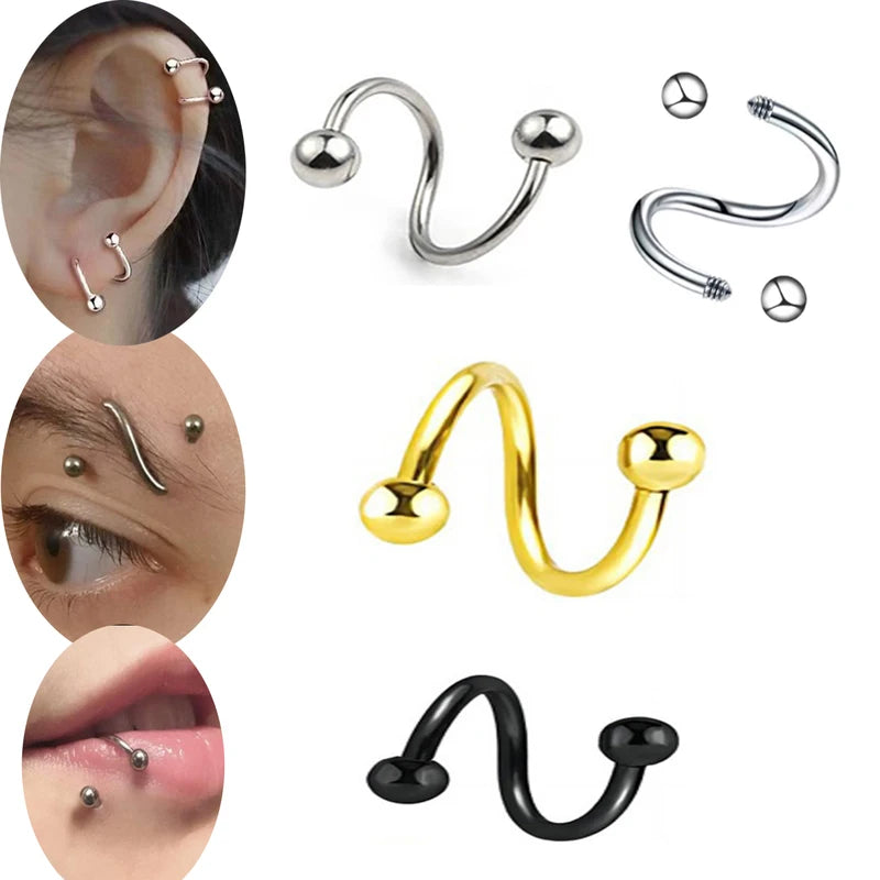 Spiral Earrings for Women - Tragus Rook Cartilage Nose Hoop Piercing Jewelry