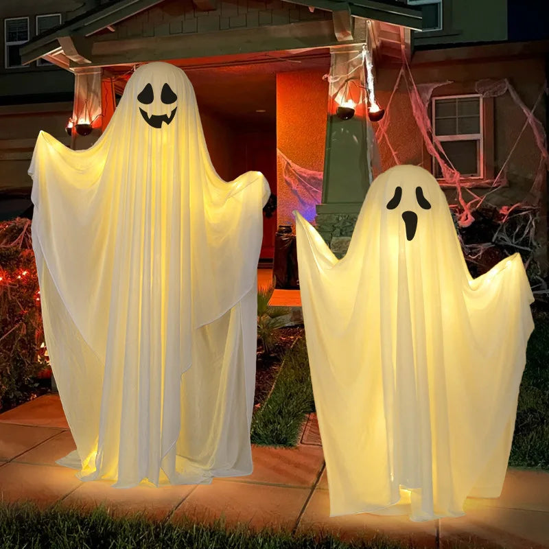 Life-Size Scary Ghost Halloween Decoration - Glow-in-the-Dark Outdoor Figure