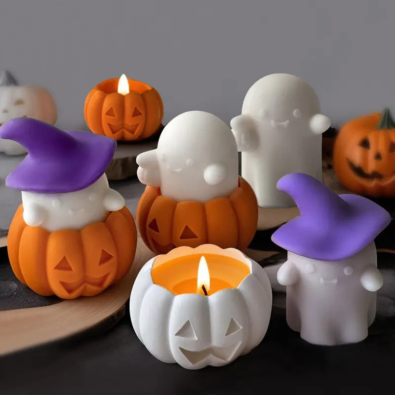 Halloween Pumpkin Ghost Silicone Mold for Candle, Resin & Plaster Crafts