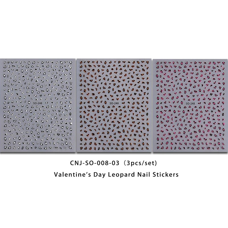 Leopard Print Nail Stickers 3-Pack - Easy DIY Nail Art for Weddings Parties and Gifts